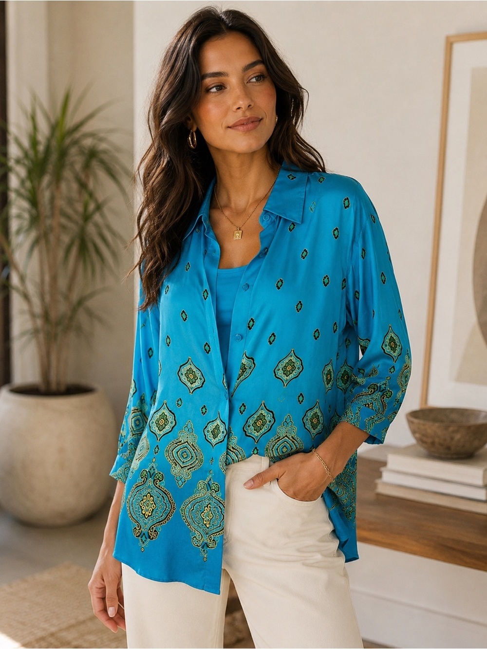 Vintage Silk Lore by Beth Terrell 2-Piece 100% Silk Blouse & Shell Set – Small